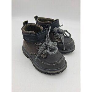 Carter's Boys Boots Sz 5 Toddler Brown Lace up Hook & Loop Strap